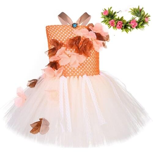 Girls Princess Moana Tutu Dress with Flower Crown Hawaiian Themed Girl Birthday Party Dress Kids Halloween Cosplay Moana Costume