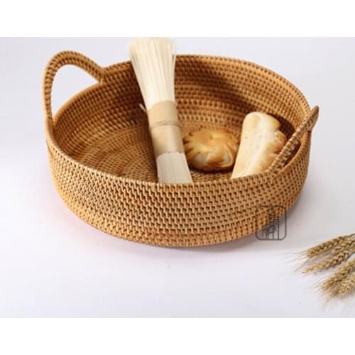 Handmade Bread Rattan Basket Handwork Home Dining Room Storage DIY food fruit vegetables Organization Kitchen Storage Basket