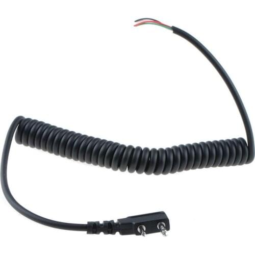 Replacement DIY K Head 2 pin 4 Wire PTT Mic Speaker Cable Spring Line for Baofeng UV5R UV-5R Kenwood TK370 Linton Walkie Talkie