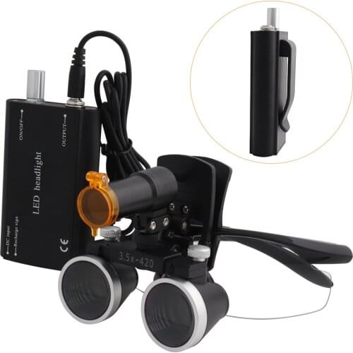 Dental Loupes 2.5 3.5x420 Medical Magnifier Magnification Binocular 5W Headlight Headlamp Belt Clip Type Cloth Case