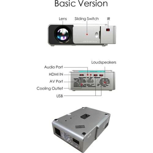 T6 Full Hd Led Projector 4K 3500 Lumens Hdmi Usb 1080P Portable Cinema Beamer Wired same screen WIFI projector