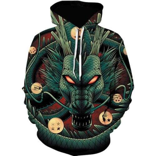 Hoodie 2021 Spring Fashion Brand Top Men and Women Long Sleeve 3D Printing Dragon and Anime Harajuku Crew Neck Pullover Clothing