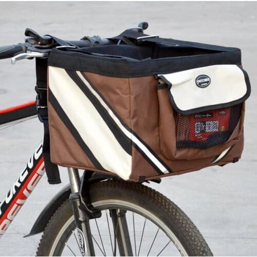 Oxford Cloth Helpful Waterproof Small Pet Cat Dog Bicycle Baskets Foldable Handlebar Front Basket Waterproof for Picnic