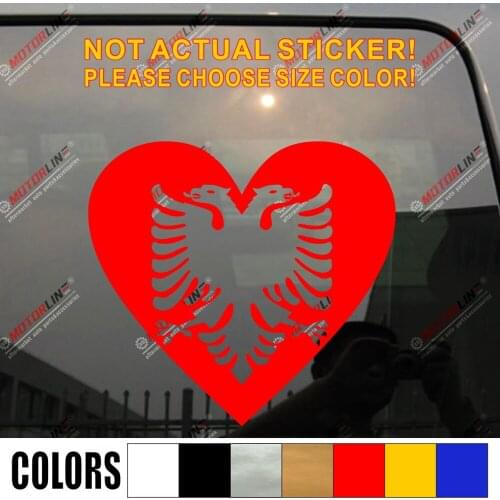 Coat of arms Love Albania Decal Sticker Double-Headed Eagle Heart Car Vinyl pick size color die cut no background