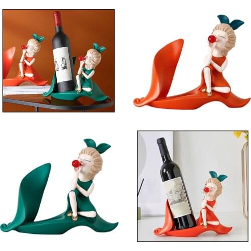 Bubble Blowing Girl Wine Shelf Resin Wine Rack Indoor Ornaments Crafts