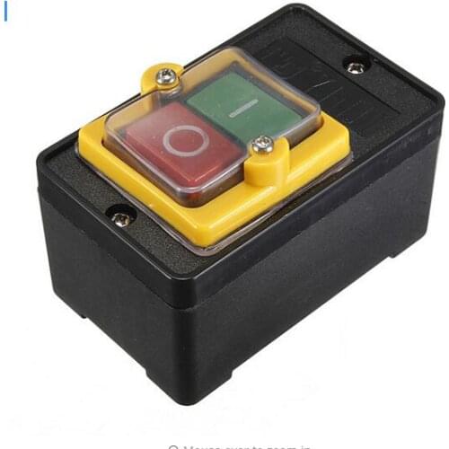 On Off Water Proof Push Button Switch 10A 250V 380V Waterproof PushButton for Cutting Machine Bench drill Switch Plastic Motor