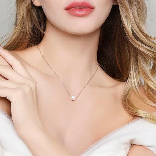 YUN RUO Rose Gold Color Classic One Pearl Pendant Necklace Titanium Steel Jewelry Woman Christmas Gift Never Fade Drop Shipping