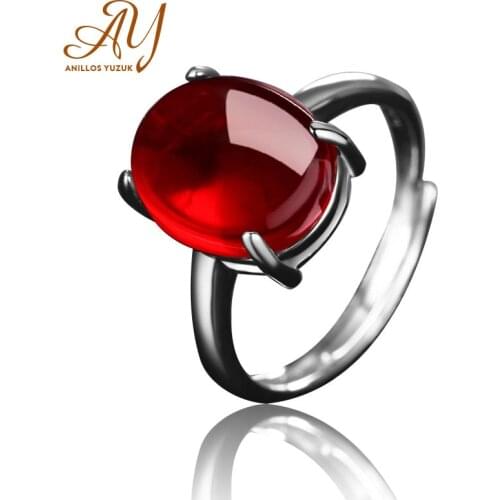 Anillos Yuzuk Oval Red Green Agate Rings For Women Vintage Silver 925 Fine Jewelry Engagement Wedding Party Gift Open Size