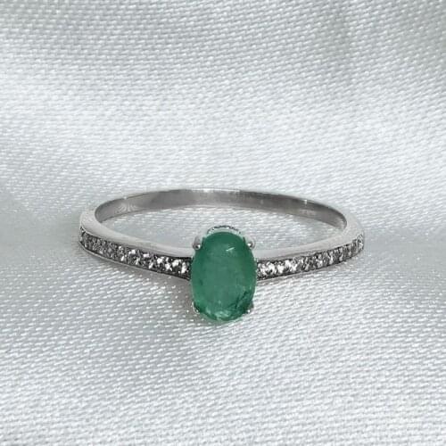 Natural High Quality Emerald Simple Ring S925 Pure Silver Fine Fashion Wedding Jewelry for Women