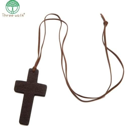 2020 Moana Choker Collares Europe And The Exaggerate Cord Ms Wooden Cross Pendant Necklace For Women Sweater Chain Halloween