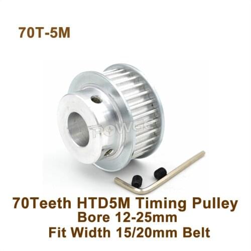 POWGE 70 Teeth 5M Timing Pulley Bore 12-25mm Fit Width 15/20mm HTD 5M Timing Belt 70T 70Teeth HTD 5M Synchronous Pulley