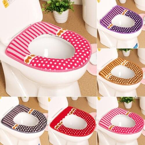1PCS Thicken Plush Washable Bathroom Toilet Seat Cover Mat Lid Closestool Cloth Warmer Toilet Washable Cloth Seat Cover Pads