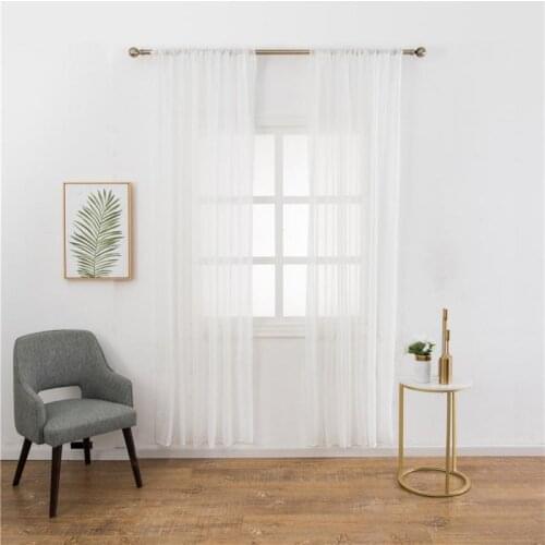 100*200 Wear Rod Type Solid Color Cotton Curtain Simple Linen Yarn Window Screening Living Room Modern Decoration Voile Curtain