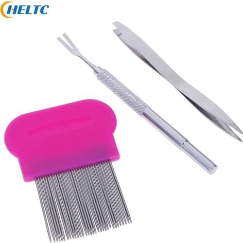 3pcs Stainless Steel Double Head Fork Comb Tweezers Clip Dogs Cat Puppy Supplies Pet Dog Flea Remover Tick Removal Tool