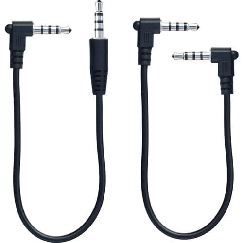 4 Pole Short 3.5mm AUX Male to Male 90 Degree Angled Stero Audio Cable For Car MP3/MP4 0.15m 0.2m 0.3m