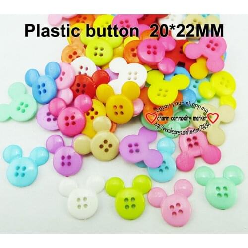 50PCS 20*22MM 11colors Dyed Plastic bear Mouse shape buttons coat boots sewing clothes accessories P-107