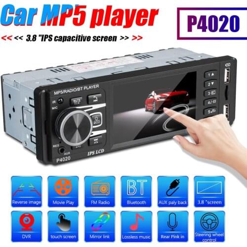 P4020 1Din Car Radio 3.8" IPS Screen Autoradio USB AUX FM Bluetooth Stereo Audio Receiver MP5 Video Multimedia Player Head Unit