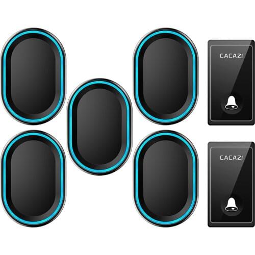 CACAZI Self-powered Wireless Doorbell No Battery US EU UK AU Plug 2 Button 5 Receiver Smart Home Chime Doorbell Ring Bell 220V
