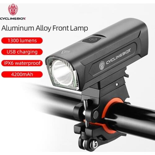 CYCLINGBOX MTB Bike Headlight USB Rechargeable L2 LED Road Bicycle Front Light 15W 1300LM 4200mAh Cycling Head Lamp