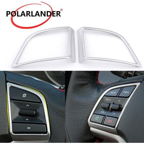 Car Steering Wheel Decorative Cover Interior Decoration Trim 2Pcs For Hyundai Tucson 3th 15 16 LHD ABS Interior Mouldings