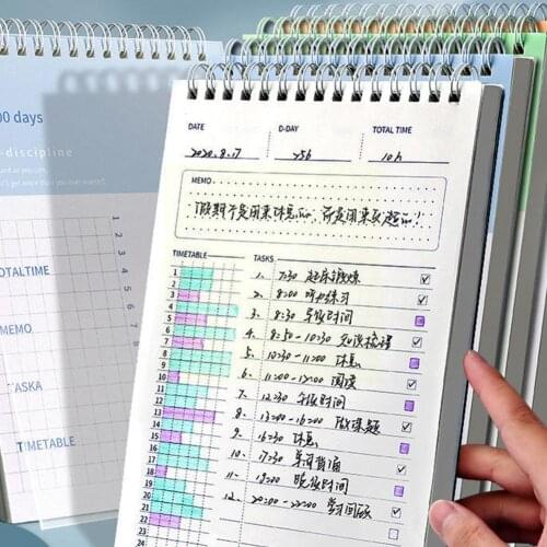 1PC A5 Diary Planner Notebooks Journals Notepads days Book Agenda Schedule student Setting daily Goal 100 Timetable Y3Z5