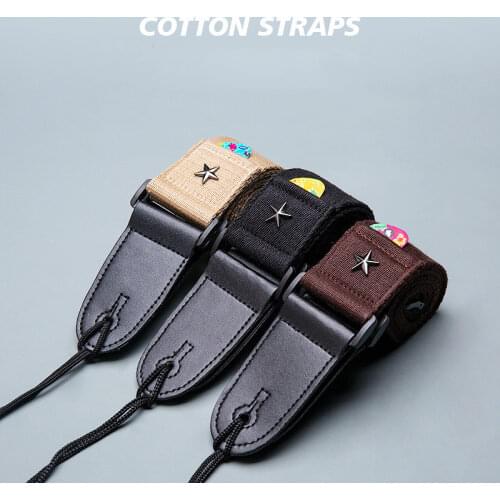 Electric Guitar Strap Adjustable Acoustic Folk Guitar Bass Belt Vintage Cross Personality Ukulele Guitar Straps with Pick Pocket