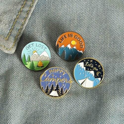 Sun And Moon Alternation Enamel Pins Natural Landscape Brooch Lapel Badge Bag Jewelry Gift For Friends