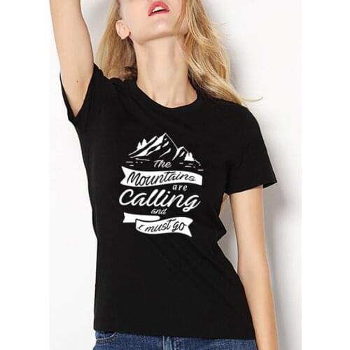 Travel Lovers Adventure Harajuku Camping T-shirt The Mountains Are Calling and I Must Go Hipster Women Slogan Graphic Tee Shirt