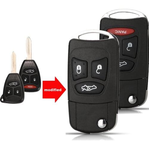 Jingyuqin Modified Entry 3/4 Button Flip folding Remote Car Key Case Shell For Chrysler Town Country Dodge Grand Caravan Jeep