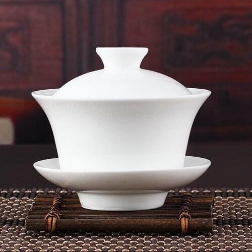 China Gaiwan kungfu tea set white porcelain, Gaiwan white tea set and tea cup