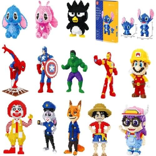 Disney 26styles Stitch Spiderman Blocks Blocks Building Toys Cartoon Anime Characters Teaching Childrens Toy Legoeing