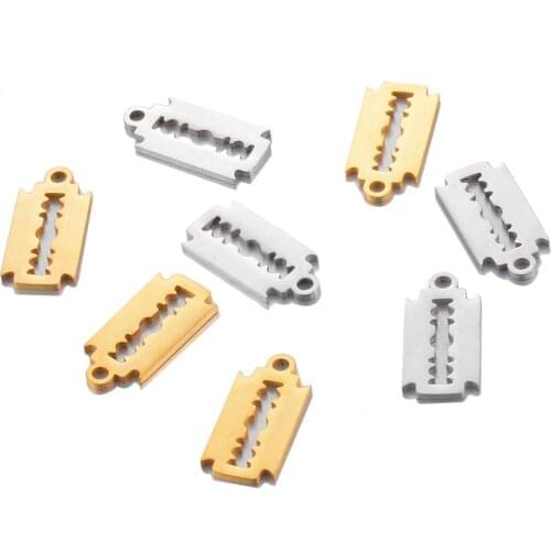 10PCS Cool Stainless Steel Razor Blades Charms Pendant Men Jewelry Male Shaver for DIY Bracelet Necklaces