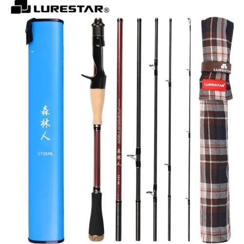 Lurestar 2020 new L ML 6 Sections Carbon Fiber Spinning/Casting lure Ultralight Fishing Rod Tackle with Travel Rods bag pole