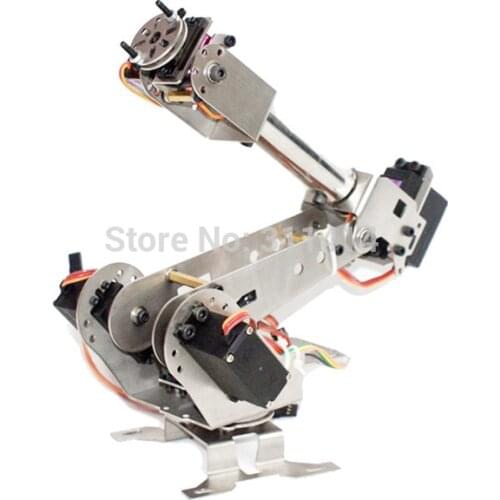 1set DIY 6DOF Metal Robot Arm 6 Axis Rotating Mechanical Robotic Arm Clamp Kit Stainless Steel Manipulator For RC Toys Models
