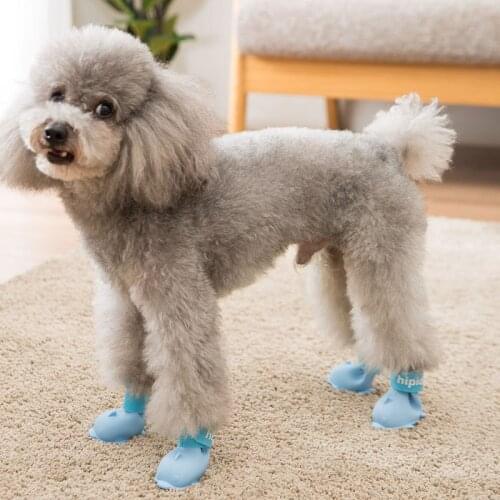 Cute Pet Dog Shoes Waterproof Candy Colors Rubber Puppy Snow Boots 4Pcs/set Anti Slip Durable Cat Rain Shoes
