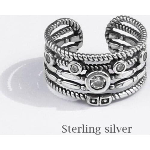 Season Gate 925 Sterling Silver Personality Creative Multi-layer Little Circles Adjustable Size Open Ring SR143