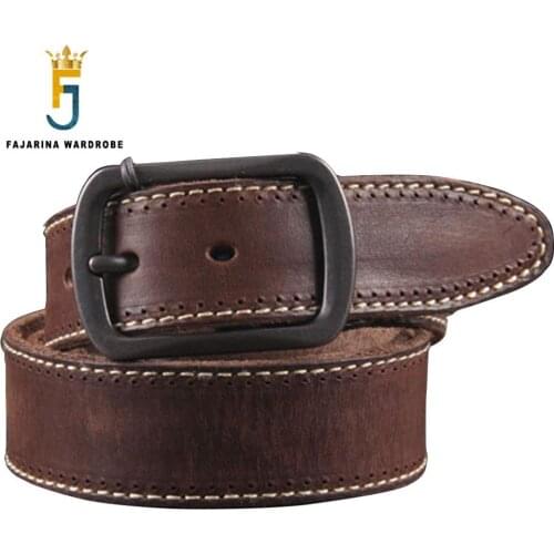 FAJARINA Quality Mens Pure Cowhide Mens Waist Belts Retro Leisure Genuine Leather Head Layer Belt Youth Belt for Men N17FJ087