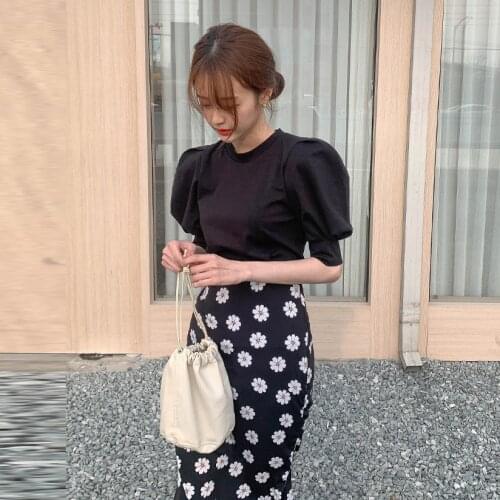 New Girls Summer blouse women suit shirt short sleeves Tops high waist long print A Line skirts two piece suits Sell separately