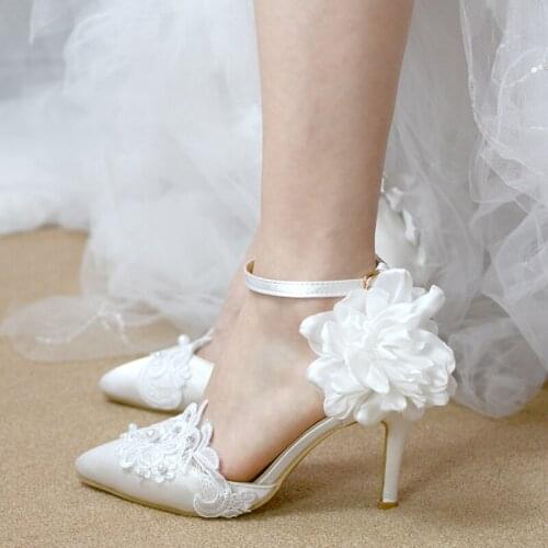 2021 spring new crystal sandals female stiletto heels pointed toe hollow lace bride bridesmaid large size dress wedding shoes