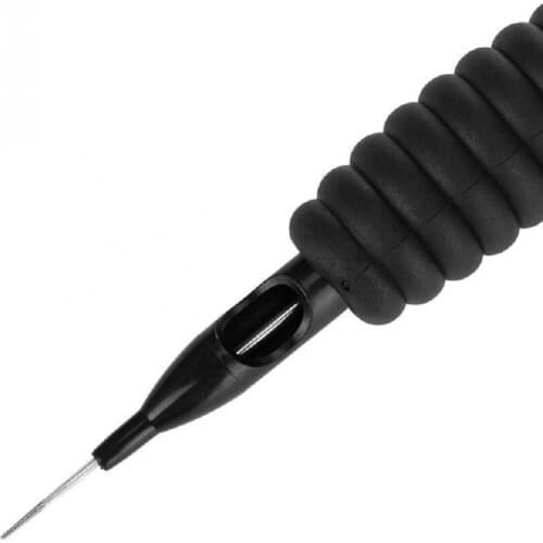 10pcsCartridges Disposable Sterilized Electric Microneedle Permanent Makeup Pen Tattoo Needles R1/R3/R5/R7 silicone Handle Black