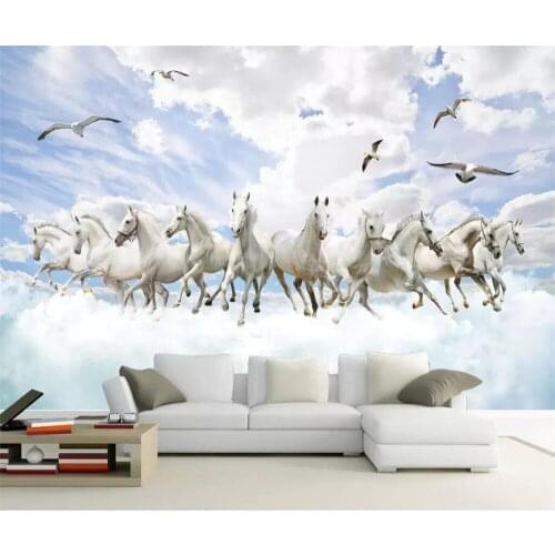 Beibehang Custom Wallpaper White Horse Prince 3D Fashion Stereo Landscape TV Background Wall paper Decorative Painting wallpaper