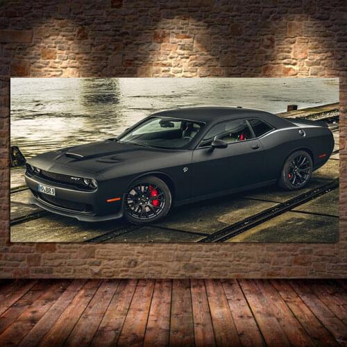 Supercar Posters Prints Dodges Challenger Hellcat Black CarVehicle Picture Canvas Painting Wall Art Living Room Home Decorations