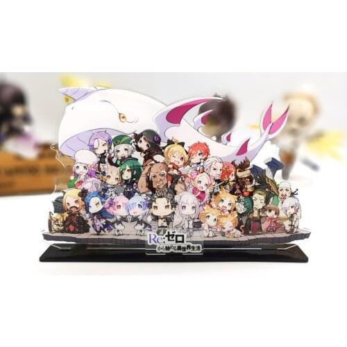 Re Zero kara Hajimeru Isekai Seikatsu Emilia Subaru Rem Ram Crusch Felix acrylic stand figure model plate holder topper anime