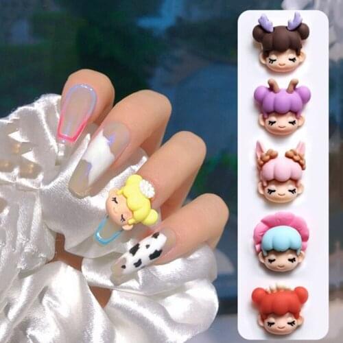 Resin Lovely Cartoon Doll Manicure Accessories 3D Nail Art Decoration Little Girl Nail Jewelry DIY Nail Art Design