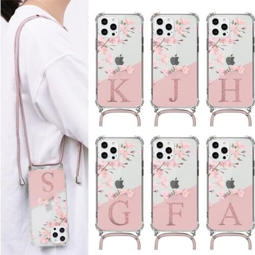 Luxury Crossbody Sakura Custom Name Strap Bag Cases For Samsung Galaxy S21 S20 FE Lite S11e Ultra S30 S10e S8 S9 S10 Plus Fundas