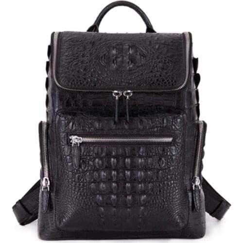 Ousidun new crocodile Men backpack male backpack business fashion crocodile large capacity Laptop bag leisure