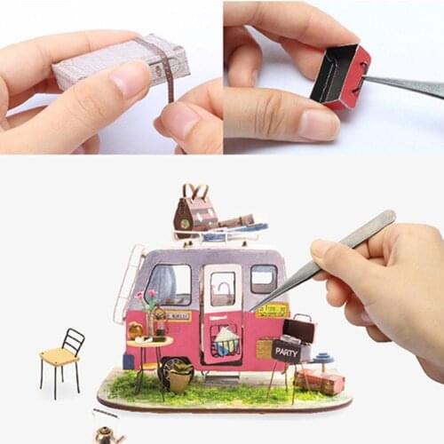 Diy Happy Camper With Furniture Children Adult Miniature Kits Wooden Toys Doll Building House Model Dollhouse W5Z7