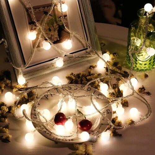 1.5m 10m 20m 50m Ball LED String Light Globe Bulb Fairy Lights Chain Bedroom Patio Garden Decoration for Christmas Wedding Party