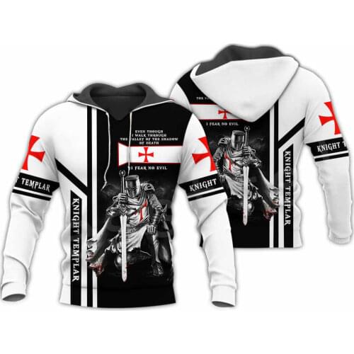 Medieval Knights Templar Oversize Hoodies 3D Print Sweatshirts Hip Hop style Clothes Men Pullover cool hoodie Casual Jacket top