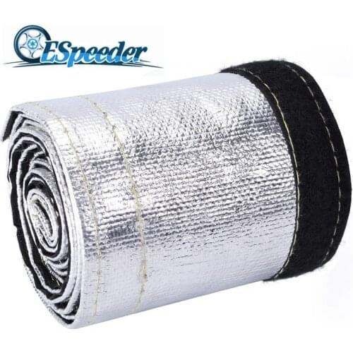 ESPEEDER 2cm 2.5cm 3cm Glass Fibre Universal Metallic Heat Shield Thermal 6 Feet Sleeve Insulated Wire Hose Cover Shroud Silver